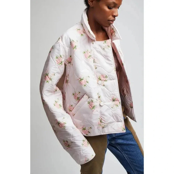 NWOT $689 Rentrayage Melba Floral Quilted Rose Bomber Jacket - Grandma Recycled - Picture 4 of 12